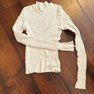 Truly Madly Deeply Cream Ribbed Long Sleeve Top